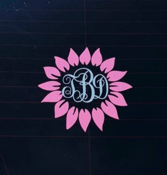 Sunflower monogram deals car decal