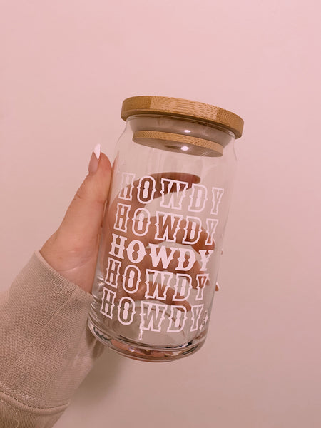 Howdy Glass Can with Bamboo Lid & Straw – The Care Collective Co